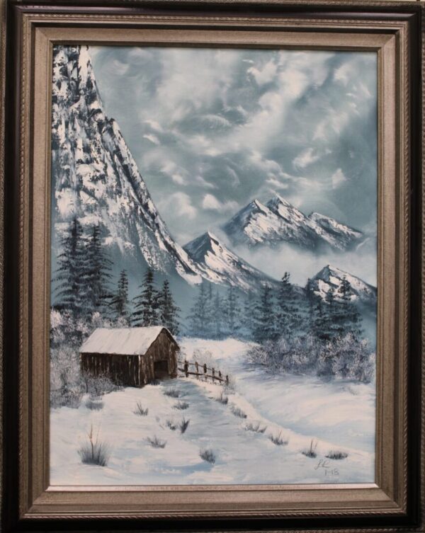Framed Majestic Mountain Painting