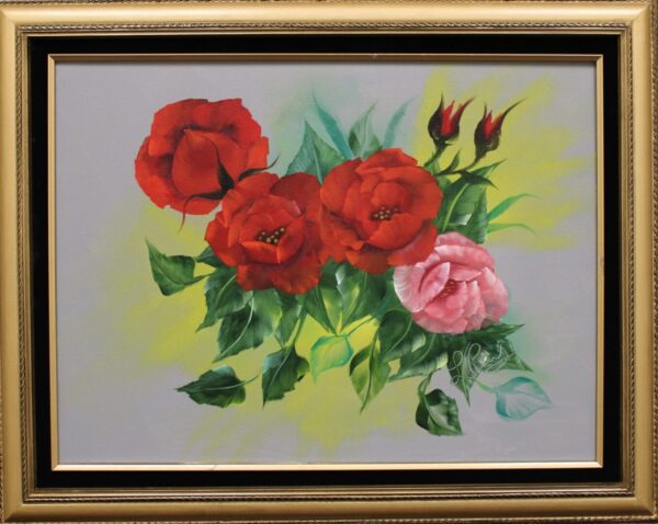 Red and Pink Roses with Rose Buds Painting