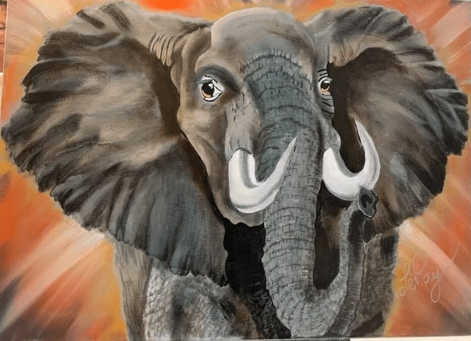 Detailed painting of an elephant
