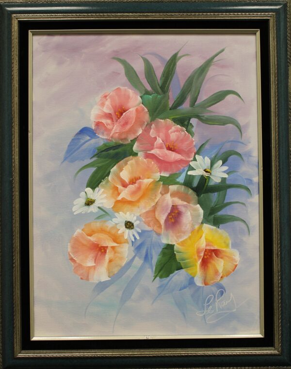 A painting of a Spring Bouquet in a frame.